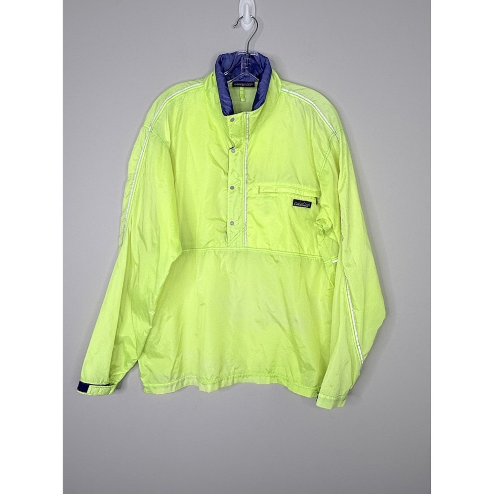 Vingate 80s 90s Patagonia Neon Yellow Windbreaker Running Jacket Made in USA M